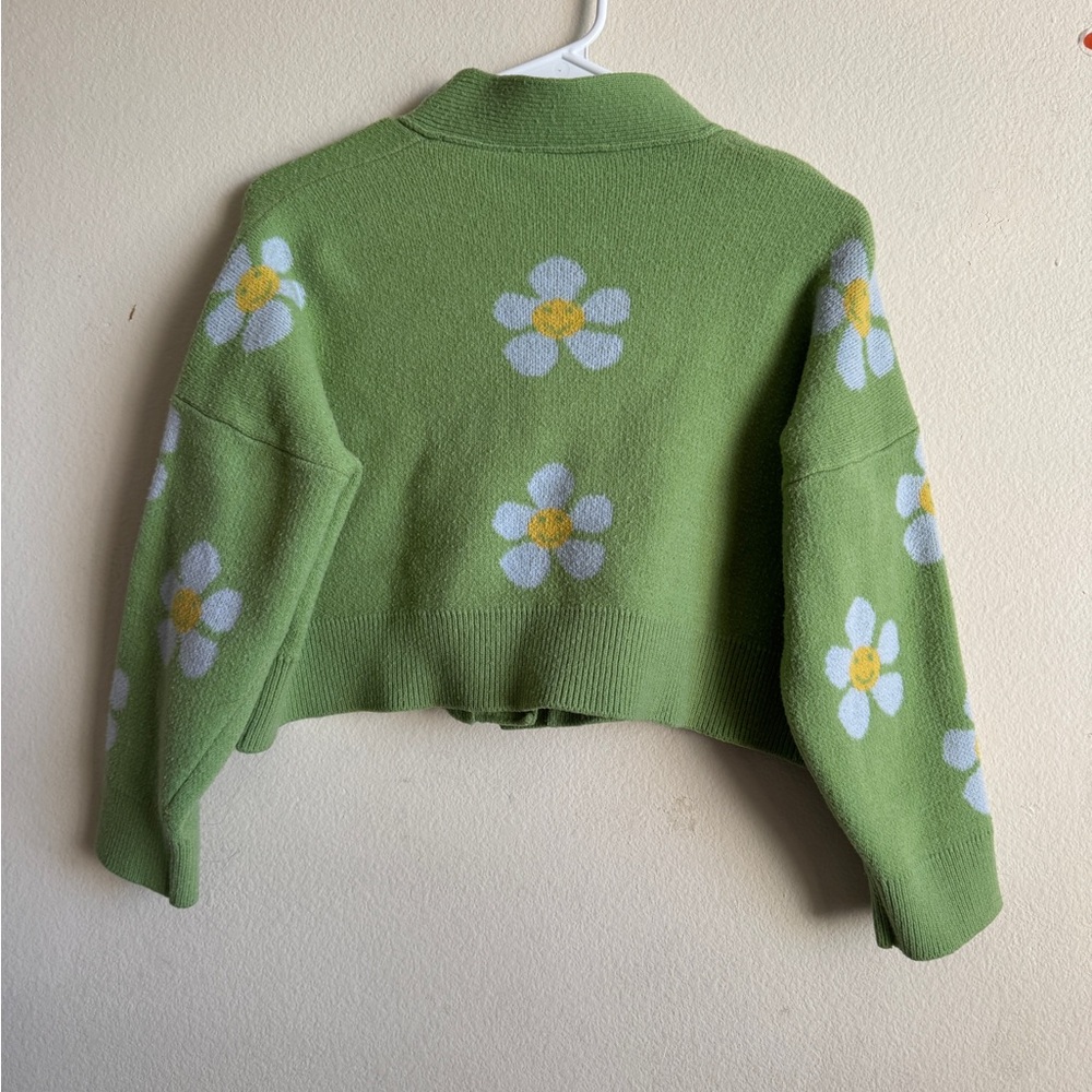 Green Floral Women's Sweater - Picture 2 of 3